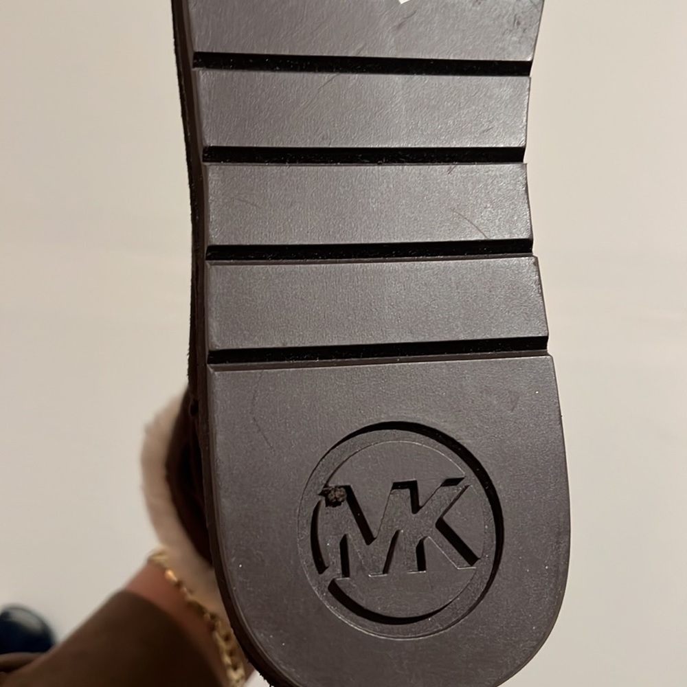 New Michael kors MK Shearling Winter Bootie Ankle boots suede sheep fur brown - Picture 5 of 8